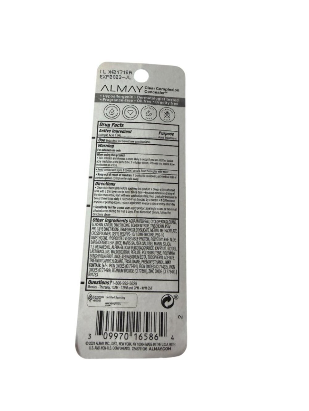 Almay Clear Complexion Concealer 600 Dark 0.3 Fl Oz With Salicylic Acid Sealed - Picture 2 of 2